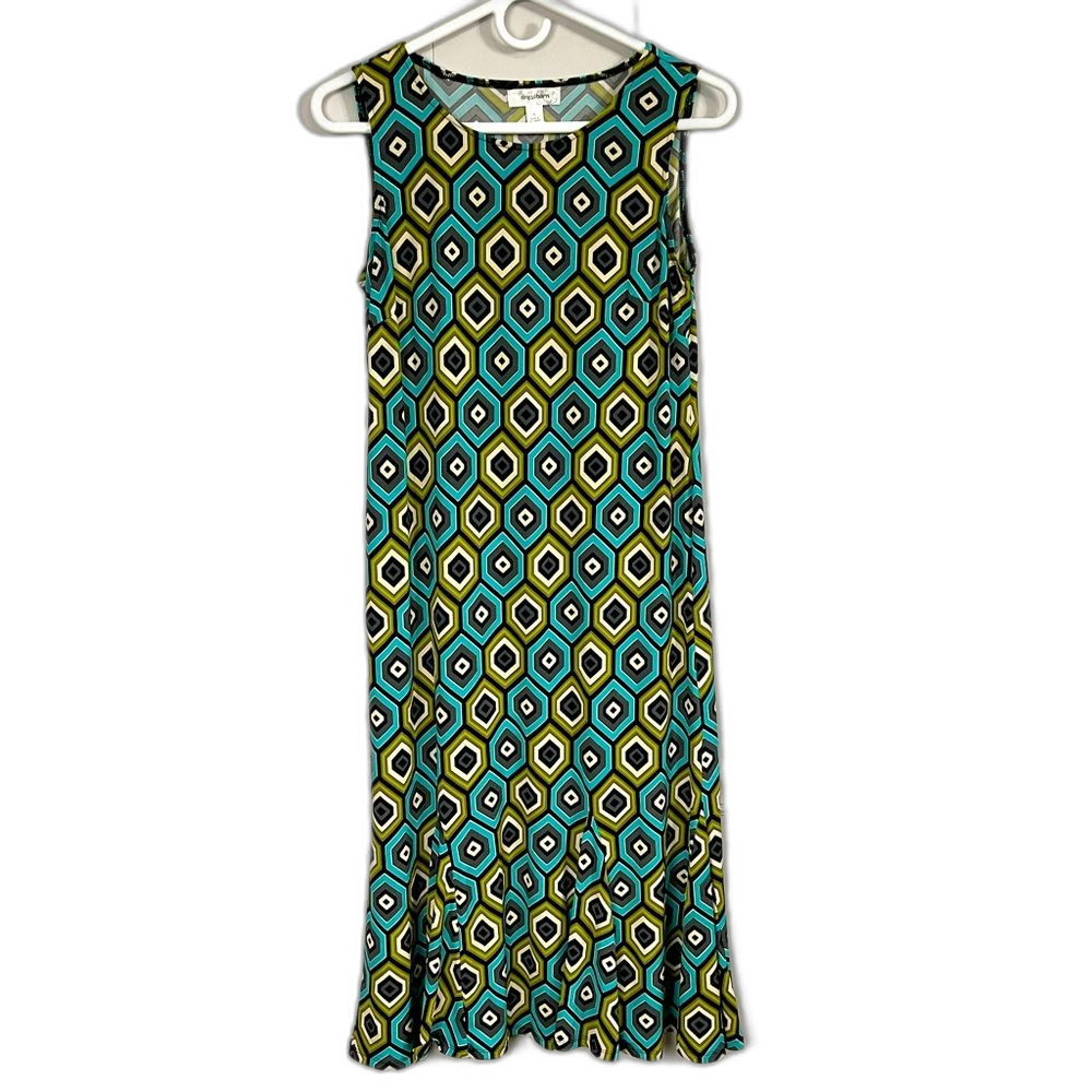 Dress Barn Y2K Sheath Sleeveless Geometric Pattern Vibrant Dress Size 6